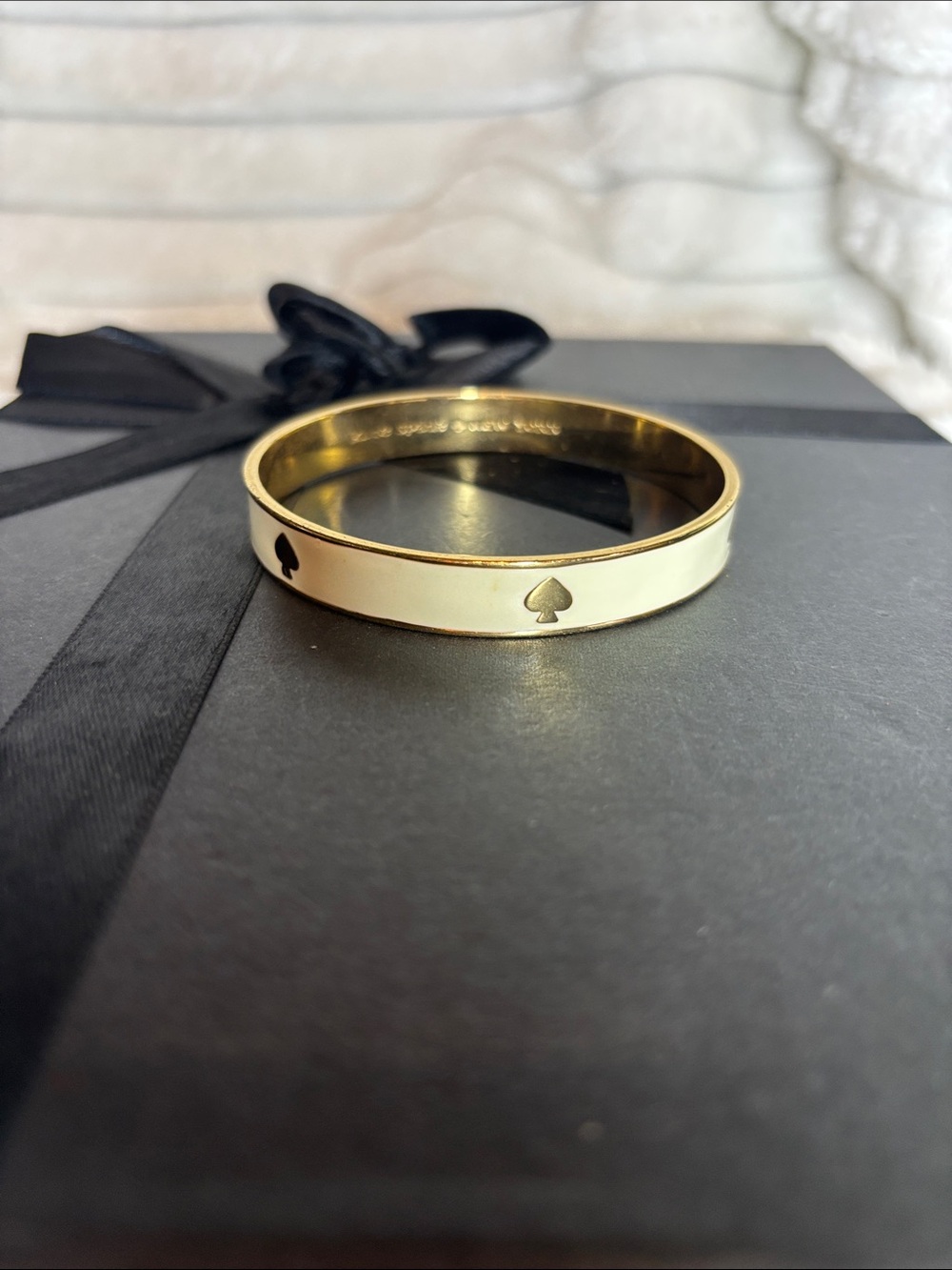 kate spade Gold and Cream Spade Motif Bangle Bracelet